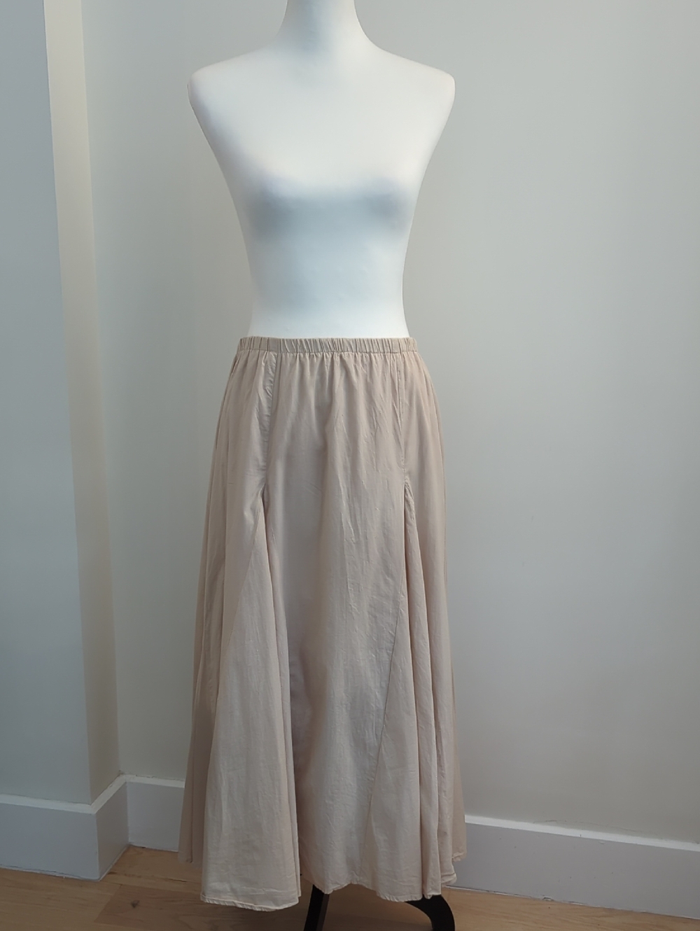 BY DESIGN Beige Flowy Panel A-Line Maxi Skirt Tan Pull-On MEDIUM